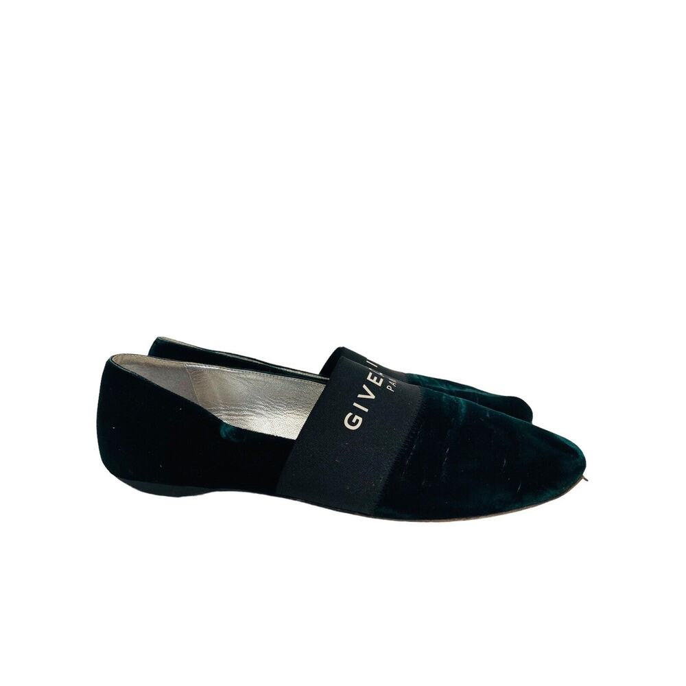 GIVENCHY Green Velvet Bedford Logo Smoking Slipper Flats Loafer Size 39.5 - Picture 9 of 10
